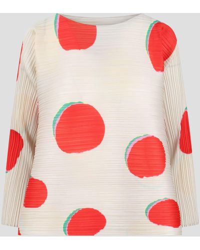 Pleats Please Issey Miyake Bean Dots Top - Red