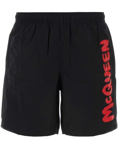 Alexander McQueen Graffiti Logo Swim Shorts - Black