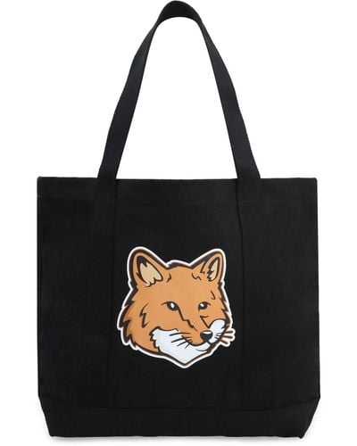 Maison Kitsuné Fox Head Canvas Tote Bag - Black