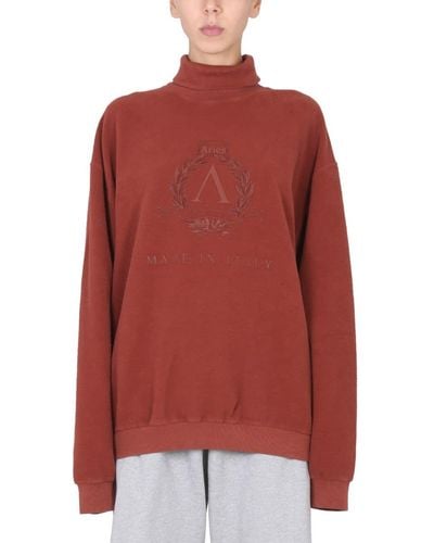 Aries Turtleneck Sweatshirt - Red