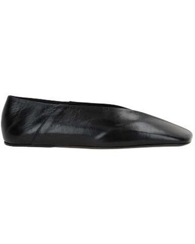 Jil Sander Asymmetric Square Toe Ballerina Shoes - Black