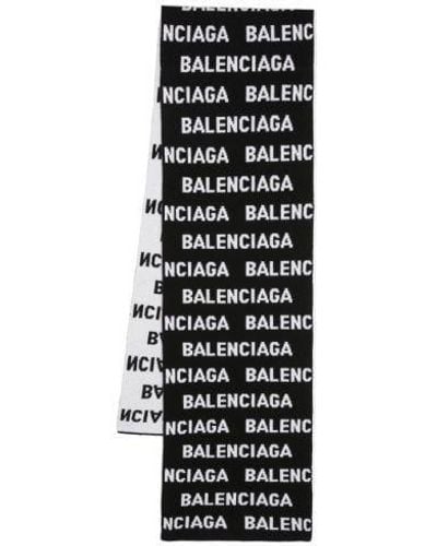 Balenciaga Logo Intarsia Scarf - Black