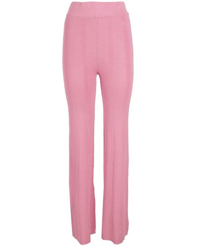 REMAIN Birger Christensen Ribbed Knit Straight Pant - Pink