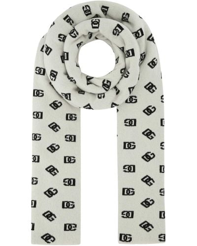 Dolce & Gabbana Embroidered Wool Blend Scarf - Grey