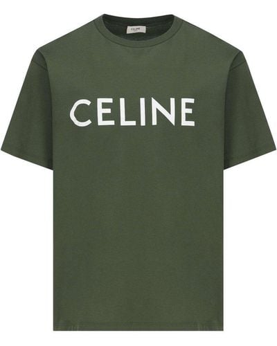 Celine Logo Printed Crewneck T-shirt - Green