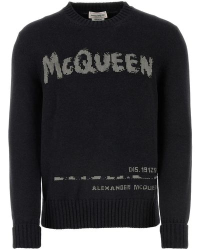 Alexander McQueen Charcoal Cotton Jumper - Black