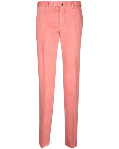 Incotex Chino Linen Trousers By - Pink