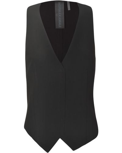 Norma Kamali V-Neck Plain Slim Vest - Black