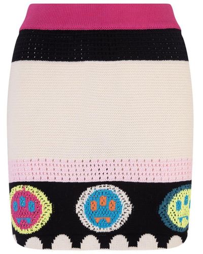 Barrow Multicoloured Short Skirt With Logos - Black
