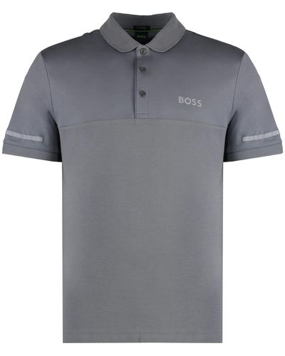 BOSS Short Sleeve Cotton Polo Shirt - Gray