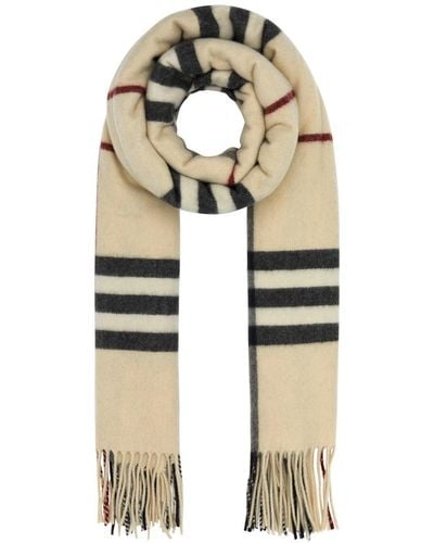 Burberry Checked Fringed Scarf - White