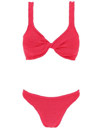 Hunza G Juno Metallic-Effect Bikini Set - Red