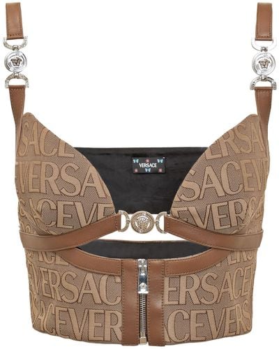 Versace Allover Bustier Top - Natural