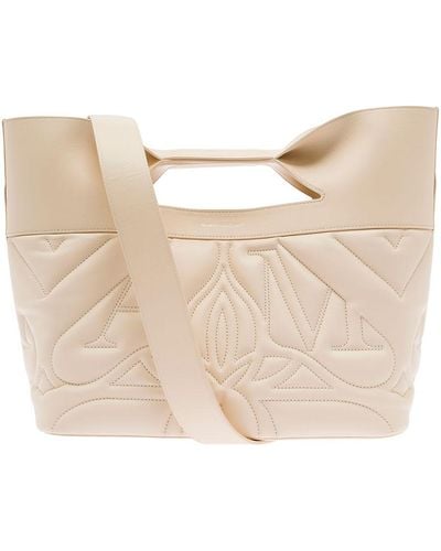 Alexander McQueen Cream 'the Bow' Quilted Bag In Calf Leather - Natural