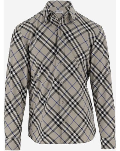 Burberry Cotton Shirt With Check Pattern - Gray