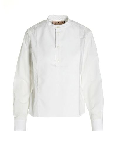 Plan C Plastron Piqué Shirt - White