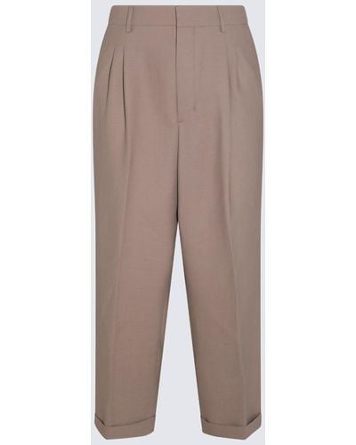 Ami Paris Taupe Wool Blend Trousers - Brown