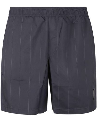 Brunello Cucinelli Logo Patched Stripe Shorts - Blue