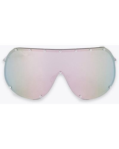 Rick Owens Sunglasses Shield White Steel Mask Sunglasses With Mirrored Lens - Shield - Multicolour