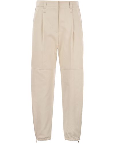 Brunello Cucinelli Utility Track Pants In Dyed Couture Denim With Jewelry - Natural