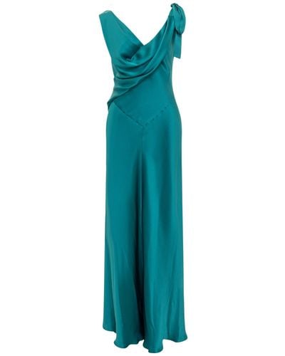 Alberta Ferretti Silk Satin Dress - Blue