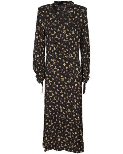 ROTATE BIRGER CHRISTENSEN Jacquard Midi Slit Dress - Black