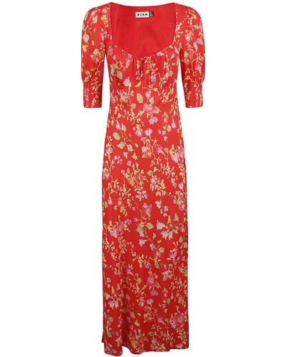 RIXO London V-Neck Waterblossom Print Dress - Red