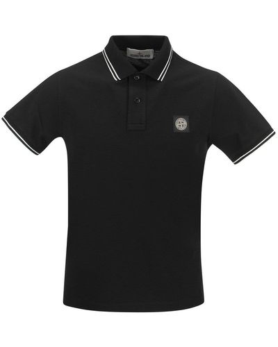 Stone Island Slim Cotton Polo Shirt - Black