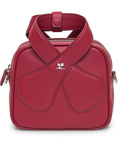 Courreges Loop Logo Plaque Zip-Up Mini Shoulder Bag - Red