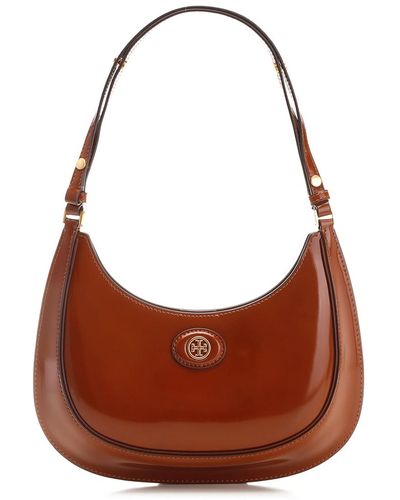 Tory Burch Brushed Leather Hobo Bag - Brown