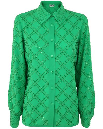 P.A.R.O.S.H. Polyester Crystals Blouse - Green