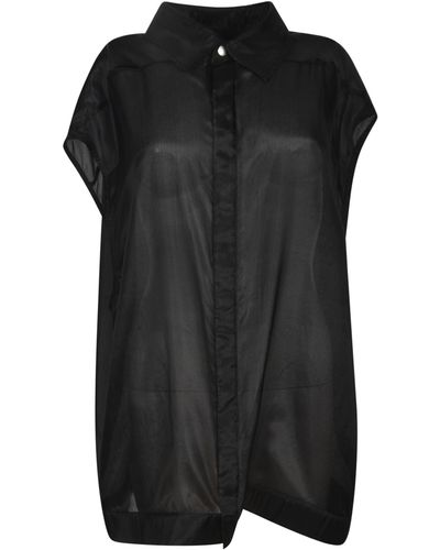 Rick Owens See-Through Sleeveless Shirt - Black