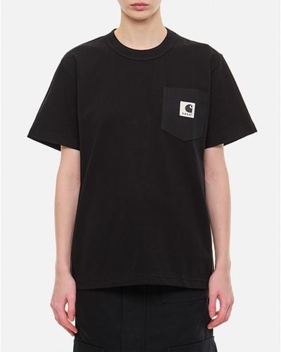 Sacai X Carhartt Wip Cotton T-Shirt - Black