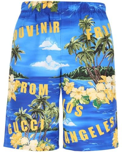 Gucci Printed Polyester Swimming Shorts - Blue