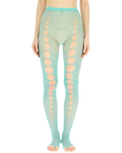 Rui Mesh Stockings With Cut-Out And Beads - Green