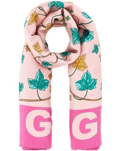 Gucci Printed Silk Foulard - Pink