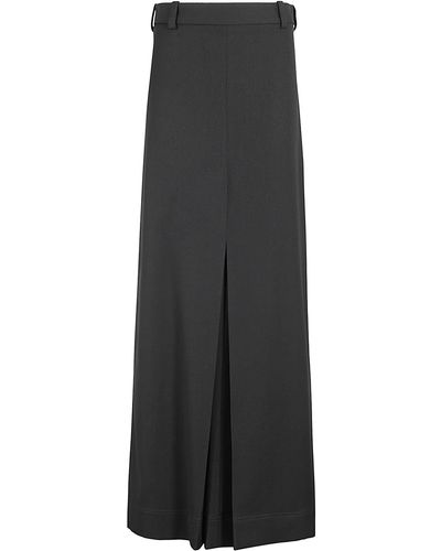 Victoria Beckham Floor Length Box Pleat Skirt - Grey