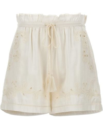Twin Set Embroidery Shorts - White