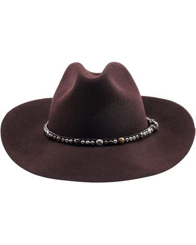 Golden Goose Coffee-brown Hat With Studded Leather Strap