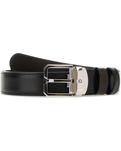 Montblanc Leather Reversible Belt - White