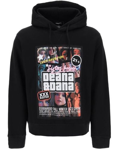 DSquared² Cool Fit Hoodie With Print - Black