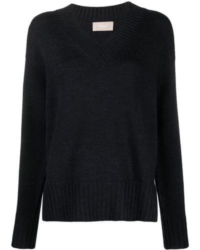Drumohr Long Sleeves V Neck Oversized Sweater - Black
