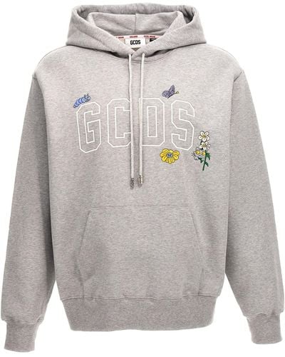 Gcds Embroidery Hoodie Sweatshirt - Gray