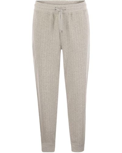 Brunello Cucinelli Double Pinstripe Plush Trousers - Grey