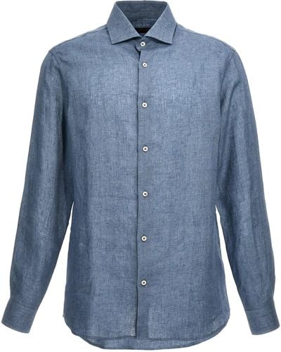 Moorer Linen Shirt - Blue
