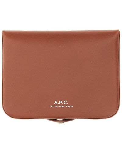 A.P.C. Card Holder With Logo - Brown