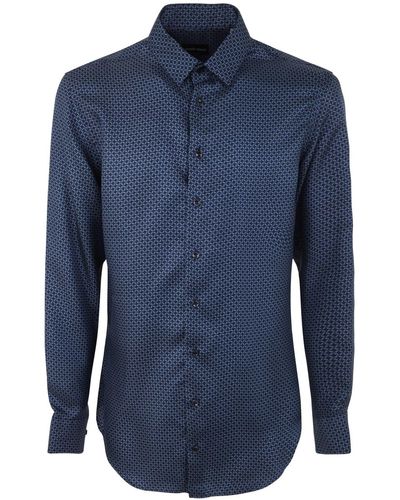 Giorgio Armani Graphic-print Silk Shirt - Blue