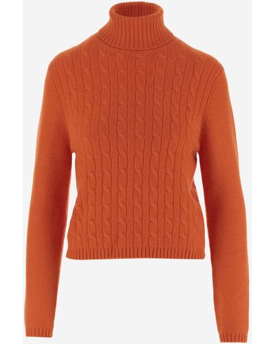 Allude Cashmere Blend Sweater - Orange