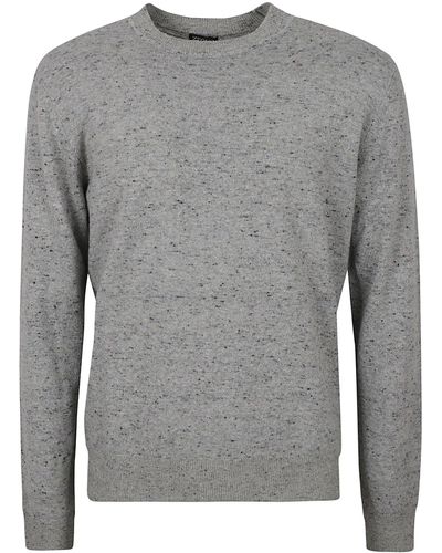 ZEGNA Crewneck Rib Knit Sweater - Gray