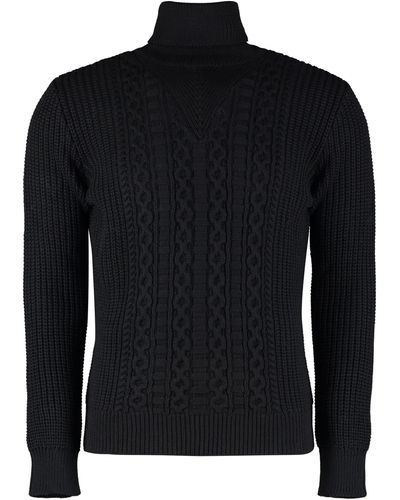 Roberto Collina Ribbed Wool Turtleneck Sweater - Black